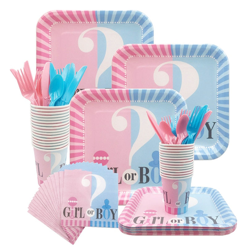 Kit Gender Reveal : Vaisselle jetable et décoration