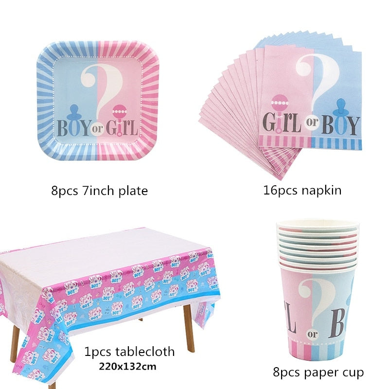 Kit Gender Reveal : Vaisselle jetable et décoration